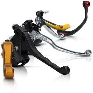 Diverse leve frizione per moto dal design sportivo.